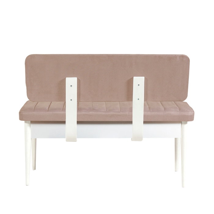 Hanah Home Banco moderno blanco y piedra con almacenamiento
